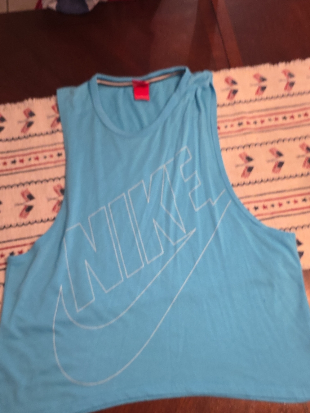 Nike Light Blue Graphic Crop Muscle Tank